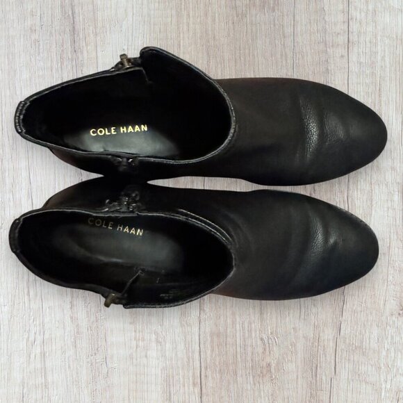 COLE HAAN Black Leather Rene Bootie Chelsea Boot Shoes W19172 Size 9 - Picture 3 of 9